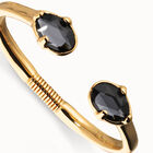 Bangle bracelet with two faceted black oval crystals